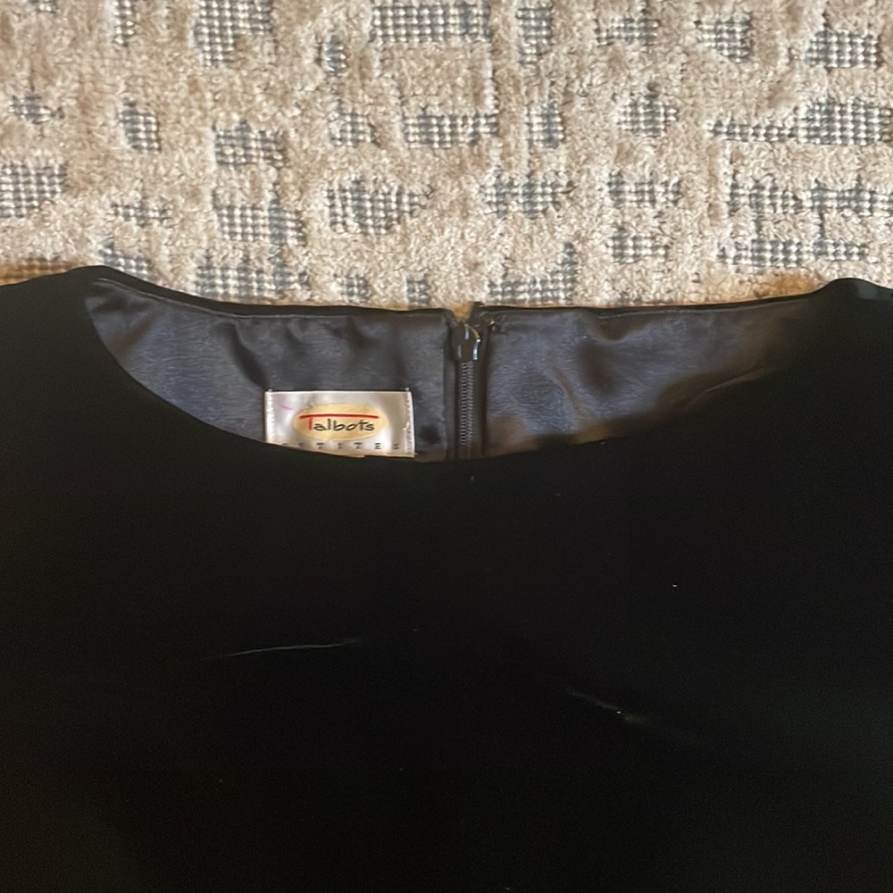 Talbots Little Black Velvet Dress Petite 4 - Picture 3 of 8